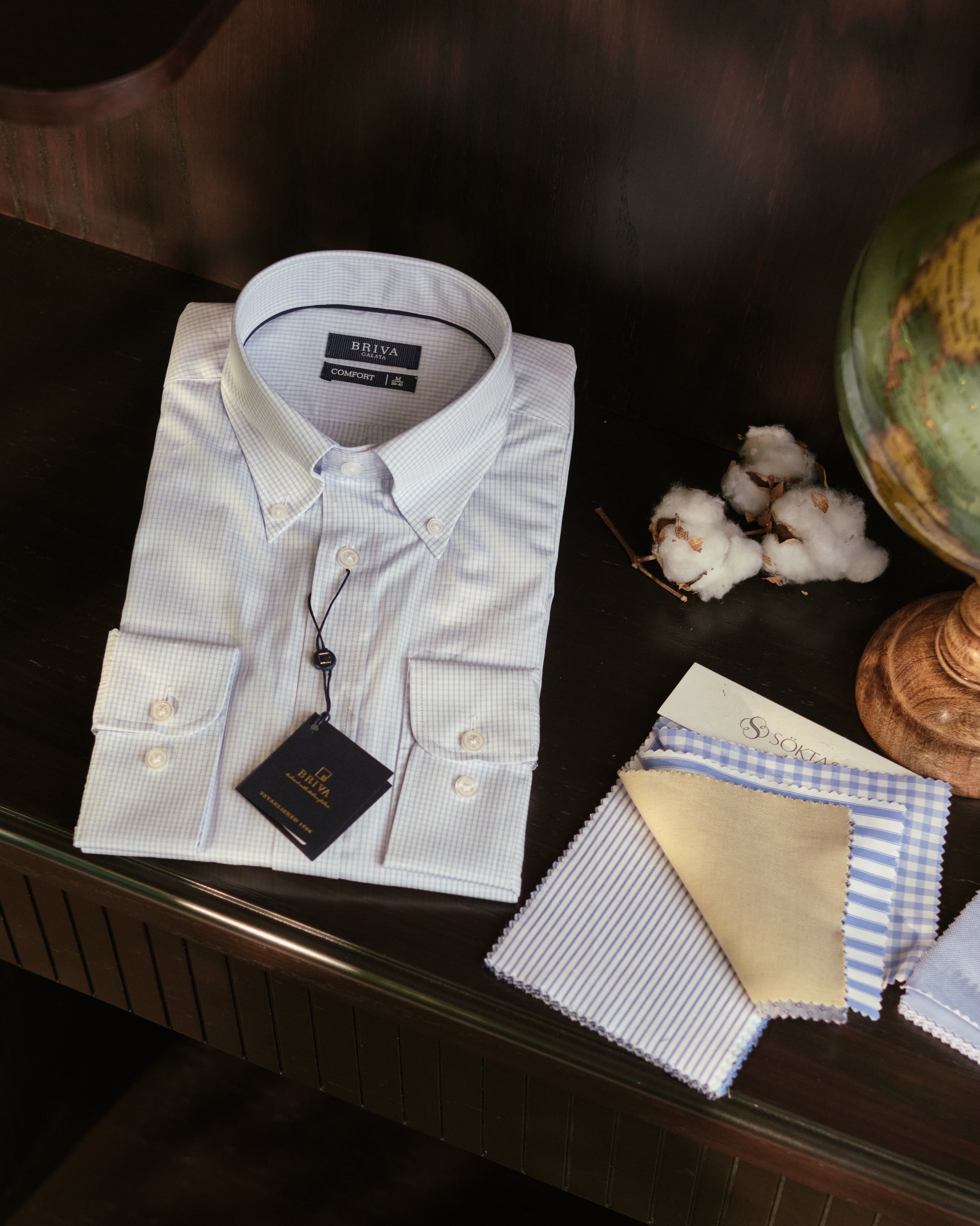 POPLIN Yaka Düğmeli Yüksek Yaka Mini Ekoseli %100 Cotton Gömlek