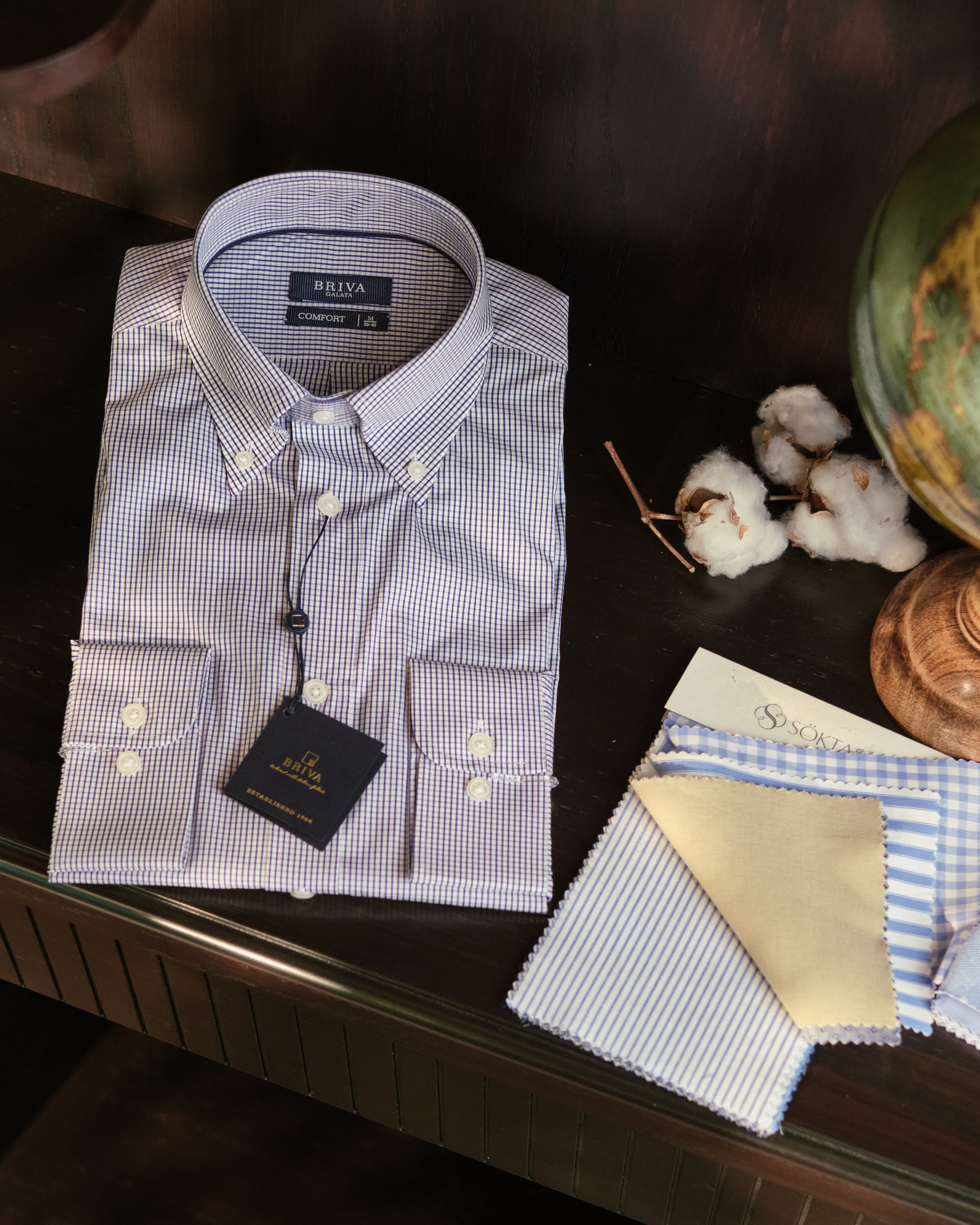 POPLIN Yaka Düğmeli Yüksek Yaka Mini Ekoseli %100 Cotton Gömlek