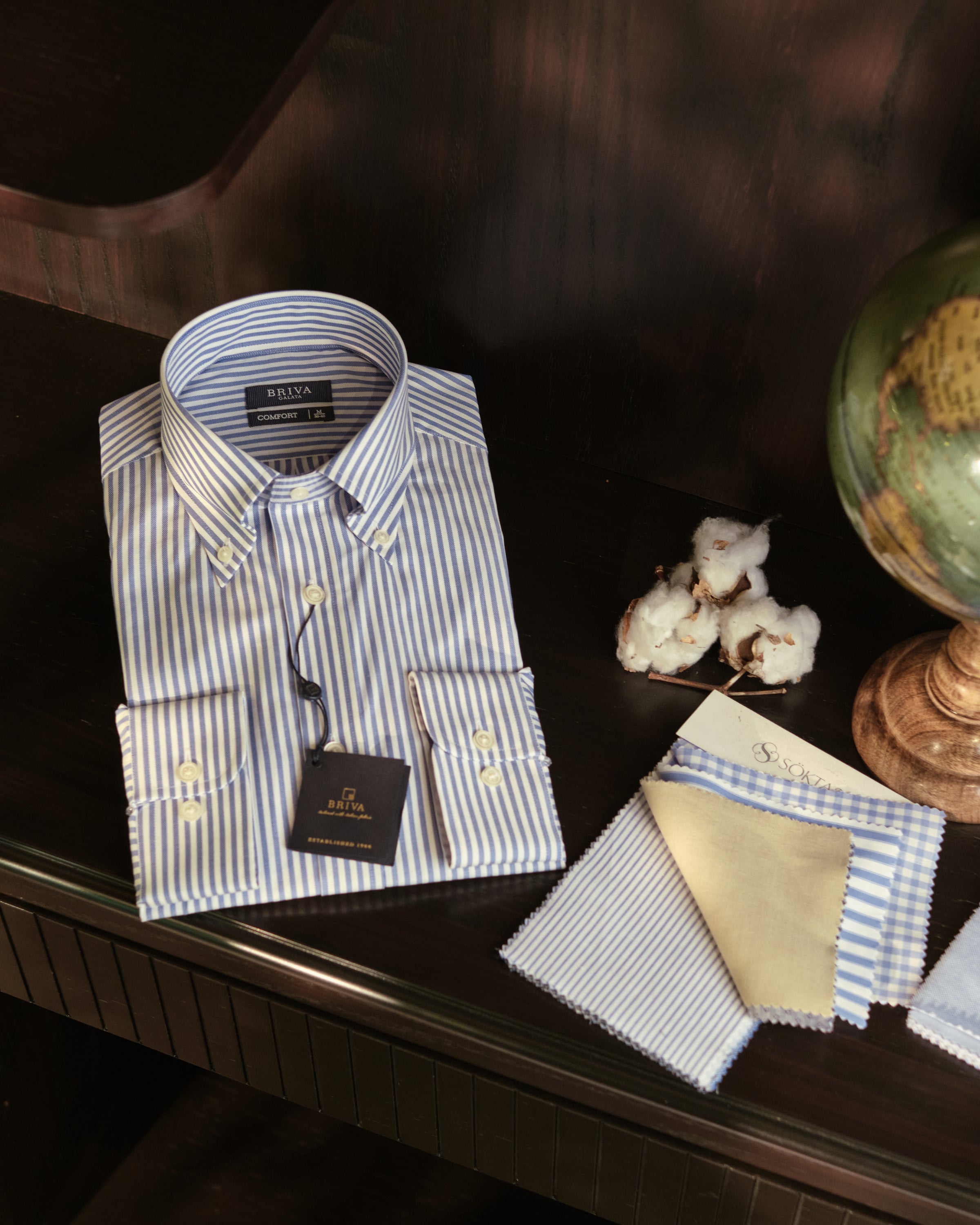 OXFORD Yaka Düğmeli Dik Yaka Regular Fit Çizgili Gömlek