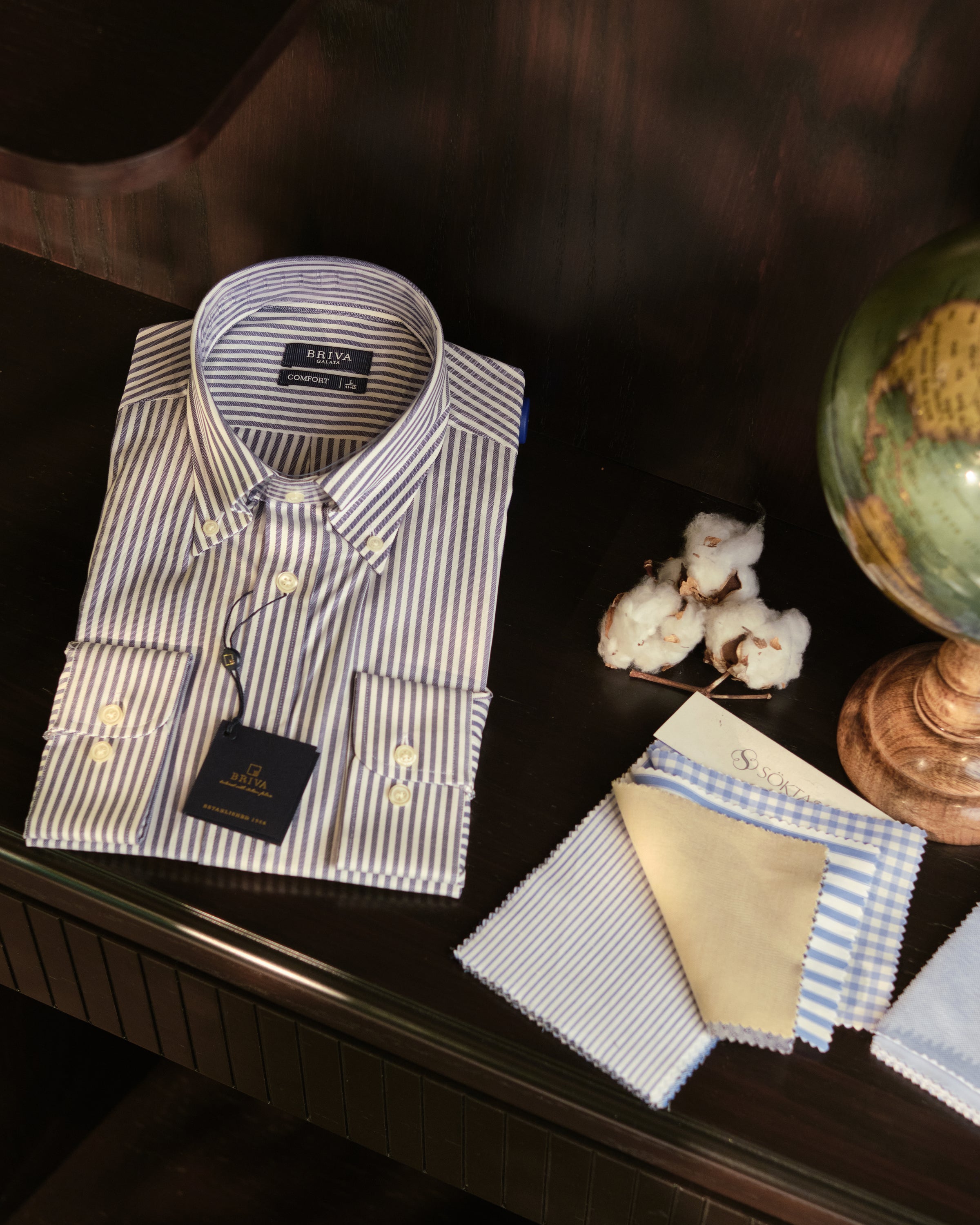 OXFORD Yaka Düğmeli Dik Yaka Regular Fit Çizgili Gömlek