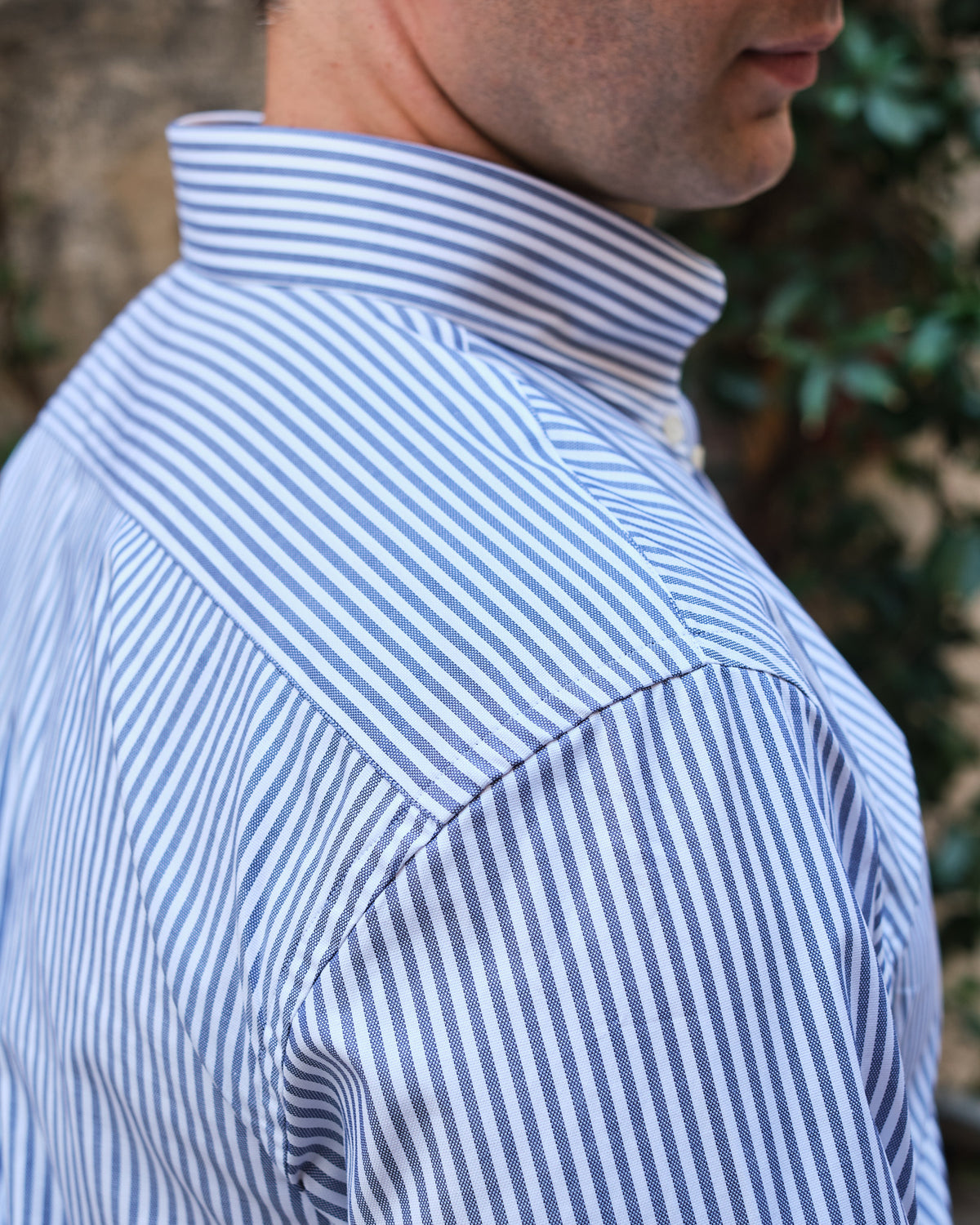 OXFORD Yaka Düğmeli Dik Yaka Regular Fit Çizgili Gömlek